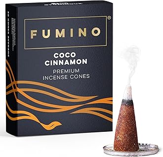 Fumino® Coco Cinnamon Fresh Incense Cones 20 per Box Masala Agarbatti Joss Scent Fragrance for Relaxation and Meditation, Home and House Decor