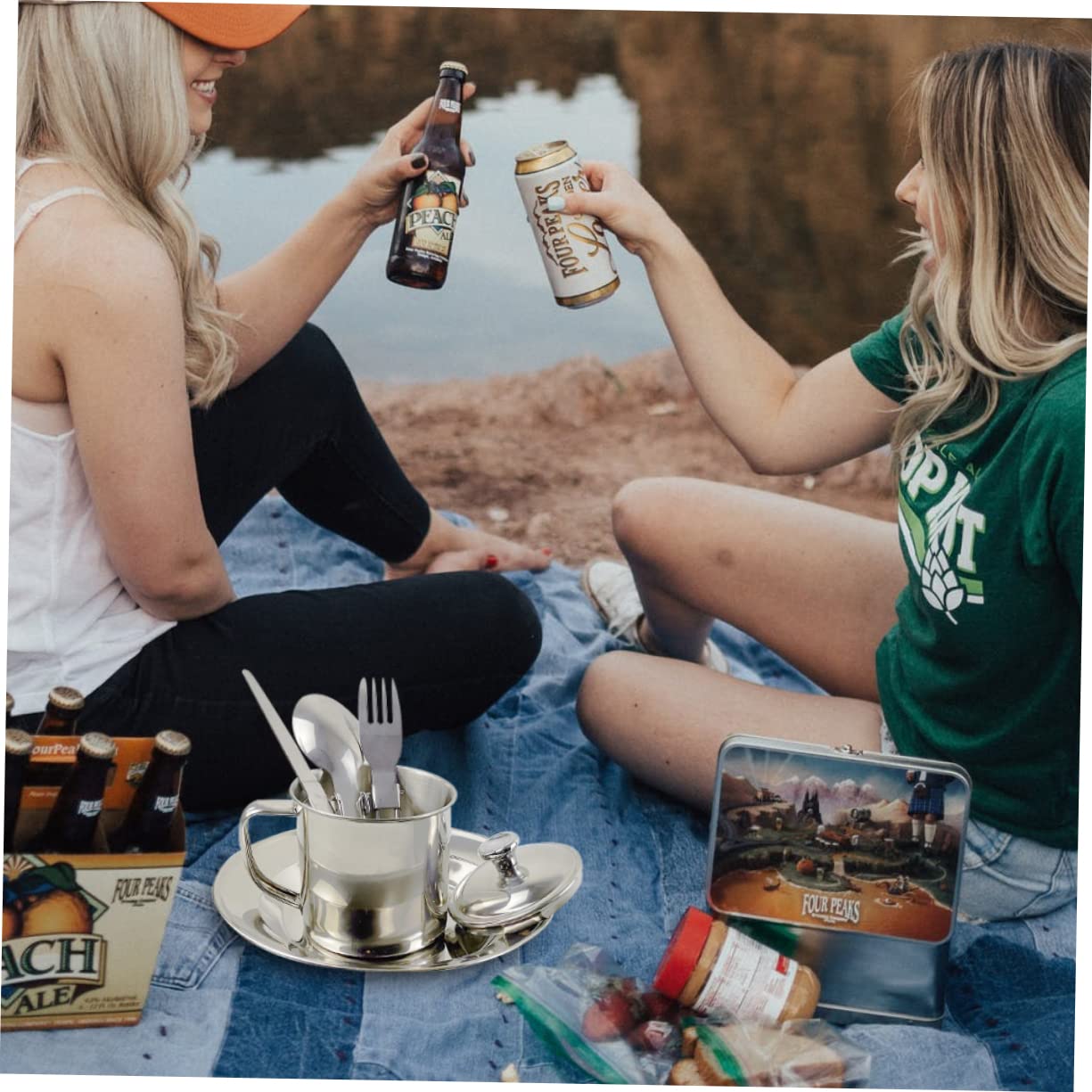 Mipcase 2 Ensembles Combinaison Vaisselle Camping Couteau Camping Set Vaisselle Camping Couteau de Camping ustensiles de Cuisine de Camping marmites de Camping Acier Inoxydable Silver