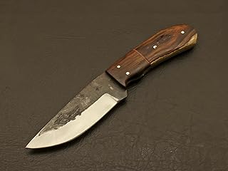 Exquisite Hand-Crafted Hunting Skinner Knife: High Carbon Steel Blade, Full Tang, Rosewood Handle, and Custom Leather Sheath