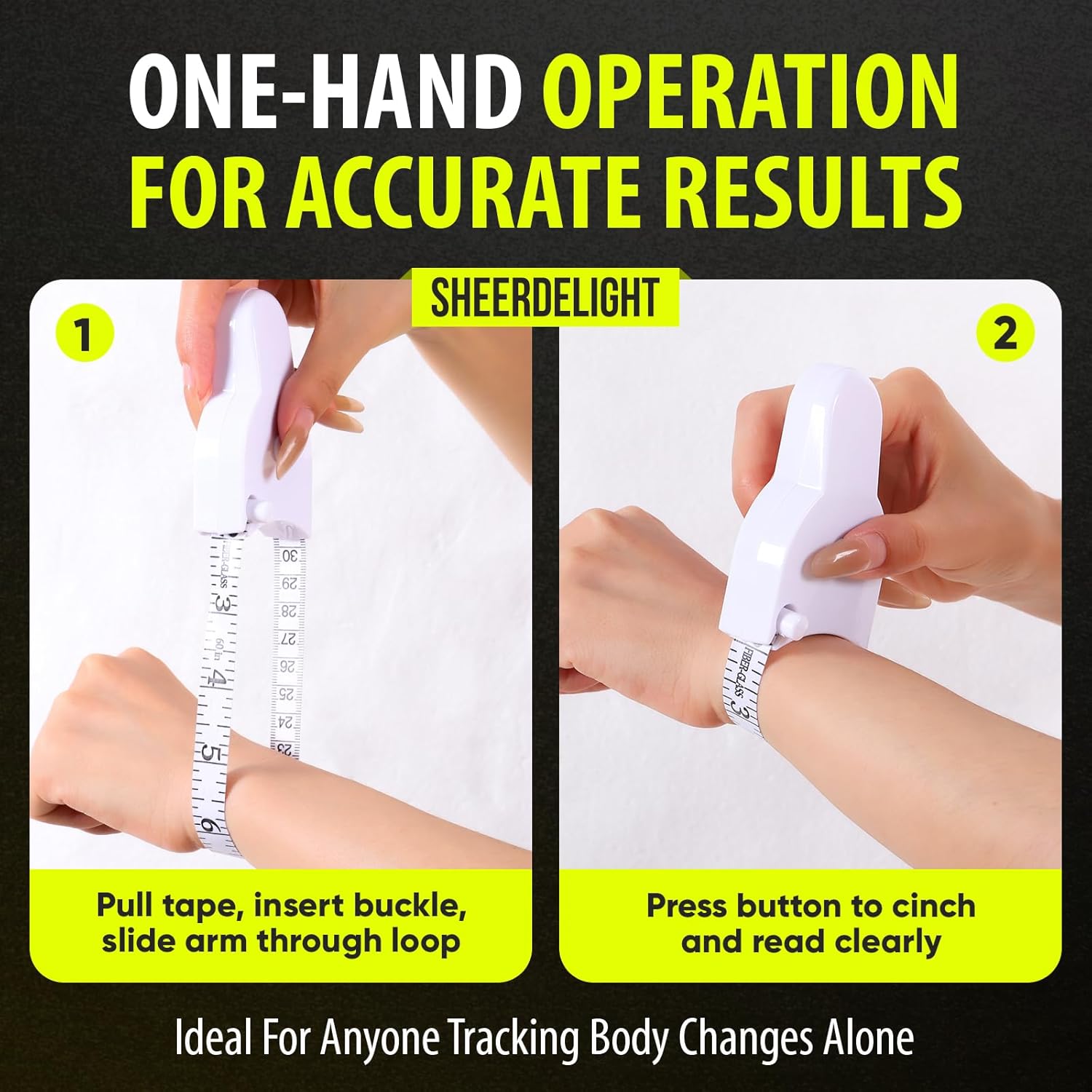 SheerDelight Body Measuring Tape, 2 Pack Retractable Measuring Tape for Body Measurements with Locking Mechanism and Push Button, Automatic Body Tape Measure for Fitness & Tailoring - White