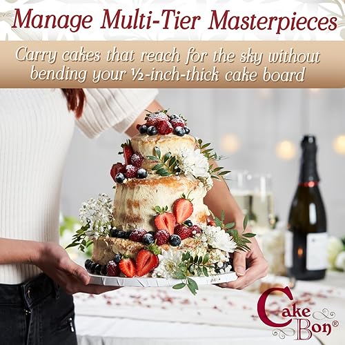 Miniatura 28 de Cakebon Tableros cuadrados para tartas, tambores resistentes de 1/2 pulgada de grosor, bordes envueltos profesionalmente de 14 pulgadas