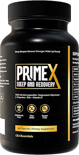 Suplemento para dormir profundo y recuperación, sin melatonina, ayuda para dormir sin formación de hábitos, KSM-66 Ashwagandha, glicinato de