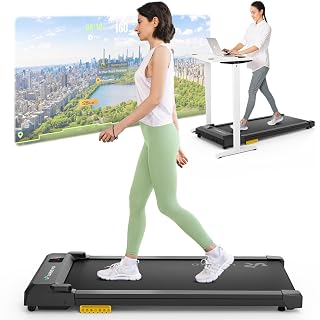 UREVO Smart Walking Pad, Kompaktes Leises Laufband Schreibtisch, mit Sechs-Punkt-Stoßdämpfung, Workout-App mit Track Insights und MIIT-Modus, für Zuhause/Büro 2.5 PS - Amazon product rated Grade A