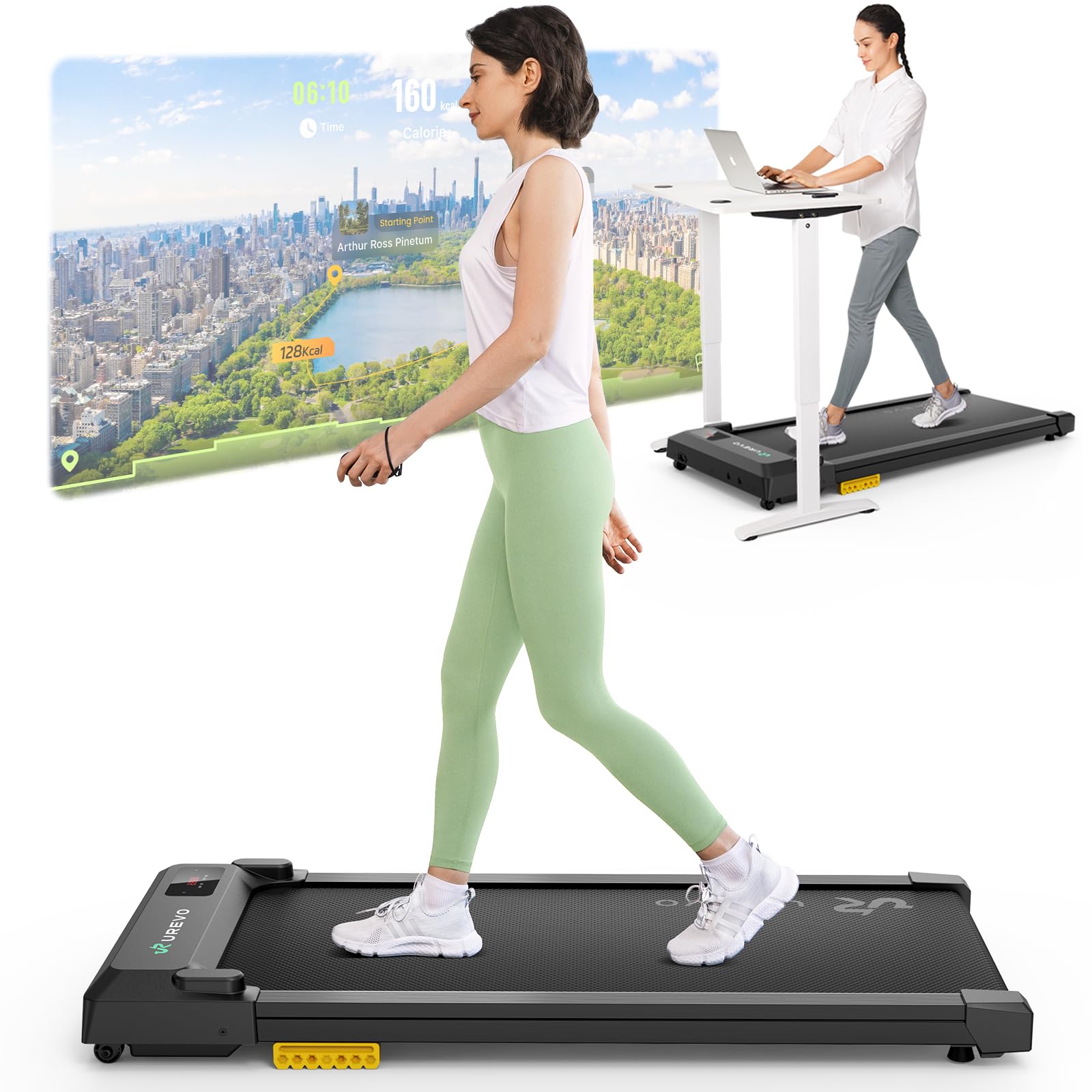 UREVO Tapis De Arche Anti Choc,avec SartAPP, Tapis De Course 1-6K