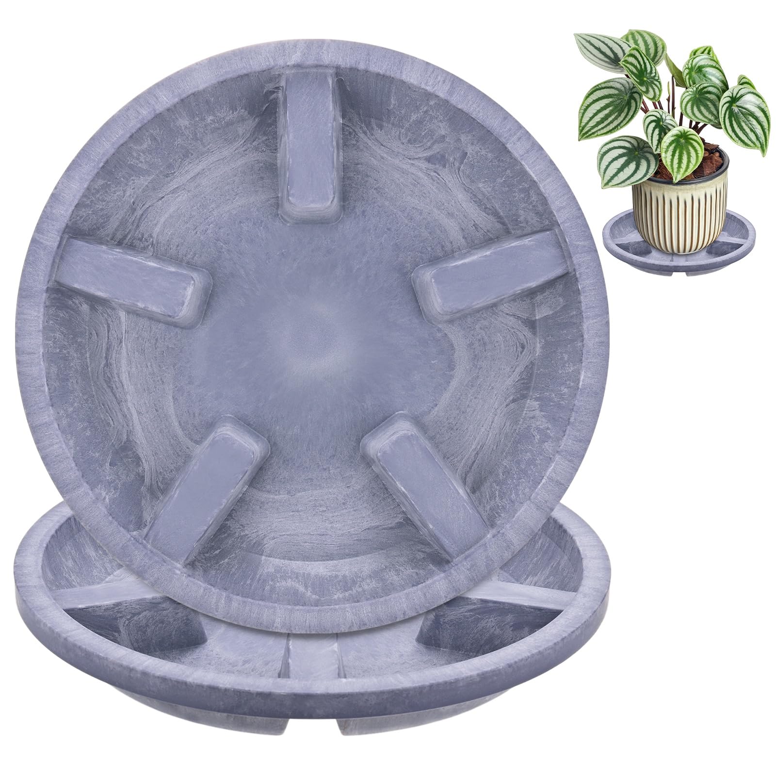 M METERXITY 2-Pack Plant Saucers 8 inch OD 6.3 inch ID Resin, Purple