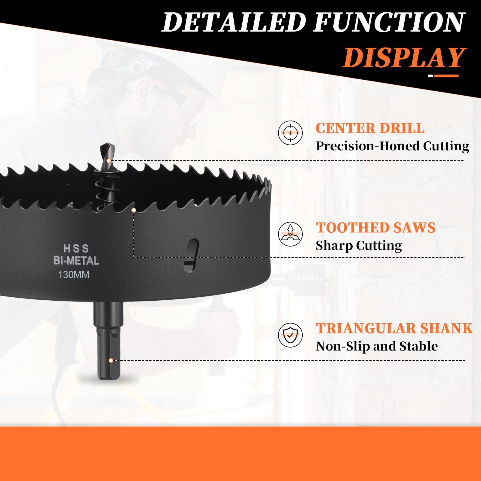 METALLIXITY Bi-Metal Hole Saw 5-1/8", M42 HSS Circular Head 130mm Hole Cutter with Center Drill Bit - Image 3
