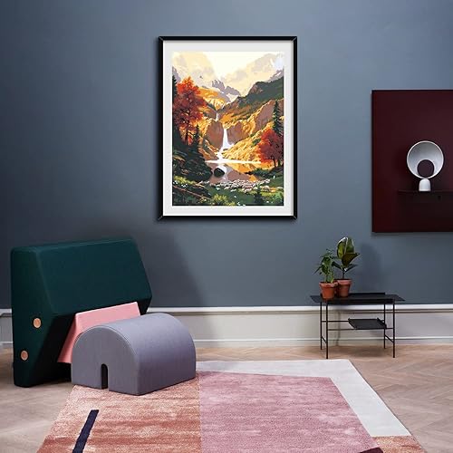 Miniatura 3 de QUITEDEW Pintura por números para adultos, pintura de cascada de montaña por números, kits de pintura de paisaje natural por números, adecuado para