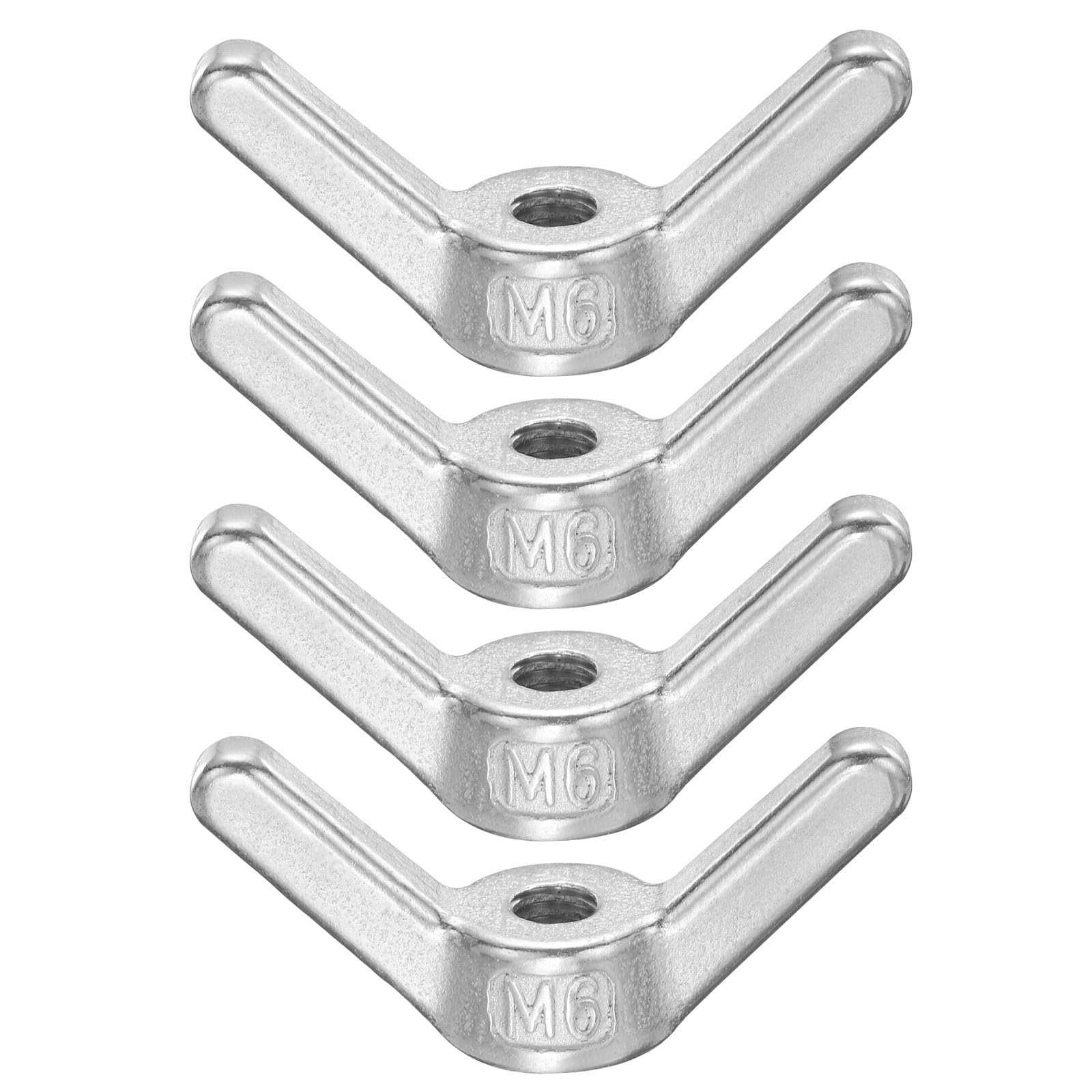 PATIKIL Wing Nuts, 4 Pcs M6 x 1 304 Stainless Steel Wing Nuts Fasteners Parts Metric Thread for Repair Install House Furniture Boat, Silver — image 1