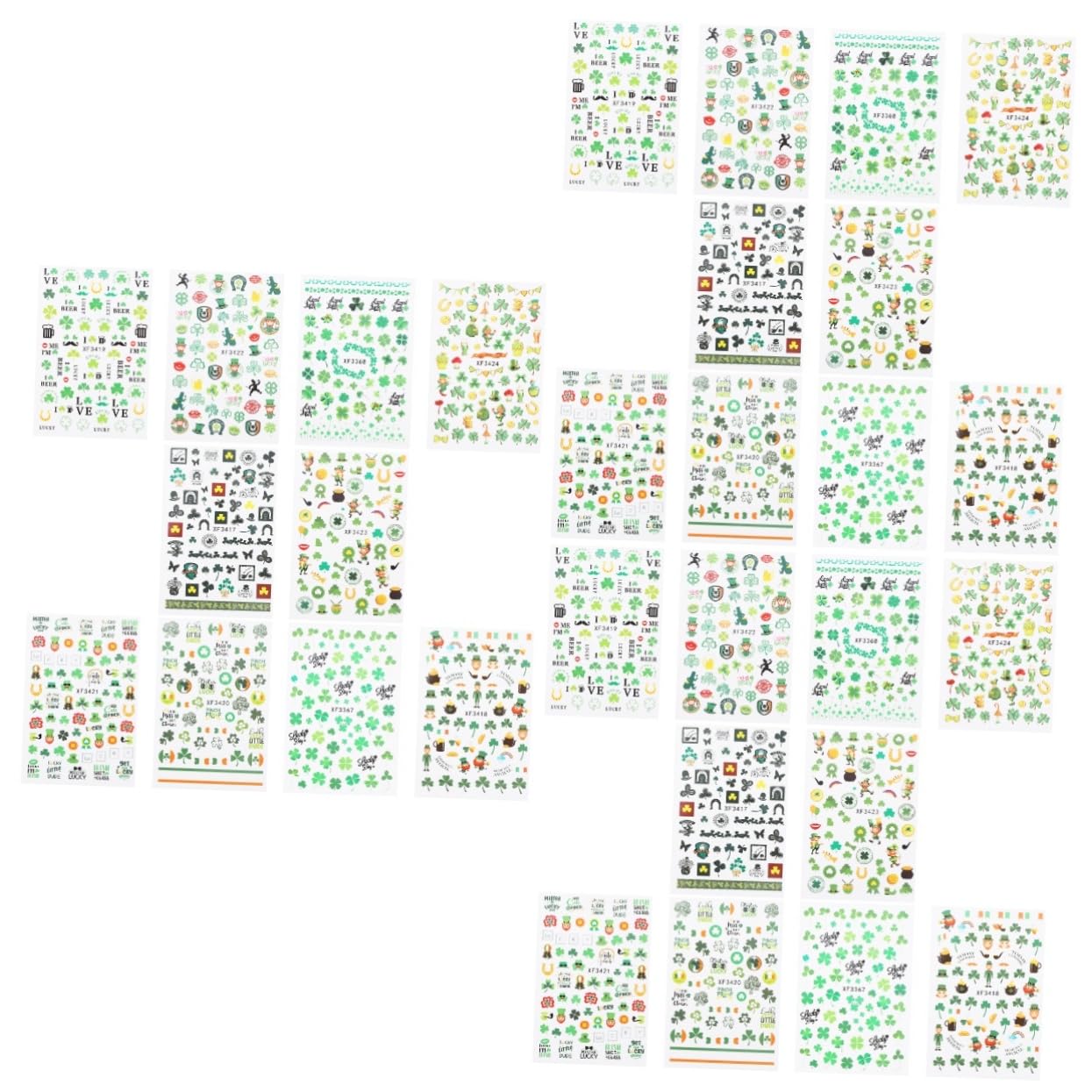Healeved 30fogli Adesivi Per Unghie Adesivi Autoadesivi Per Decorazione Festiva Per St Patrick's Day Design e Vivaci Facili Da Applicare Su Unghie Telefoni e Inviti