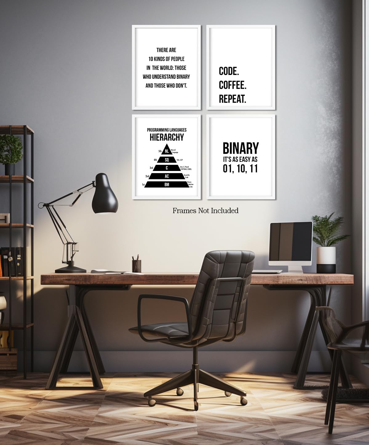 Govivo Funny Computer Coding Gifts, Set of 4 8x10 Unframed Prints, Guy Gifts Cubicle Decor, Tech Decor for Engineers Programmer Nerd image 3