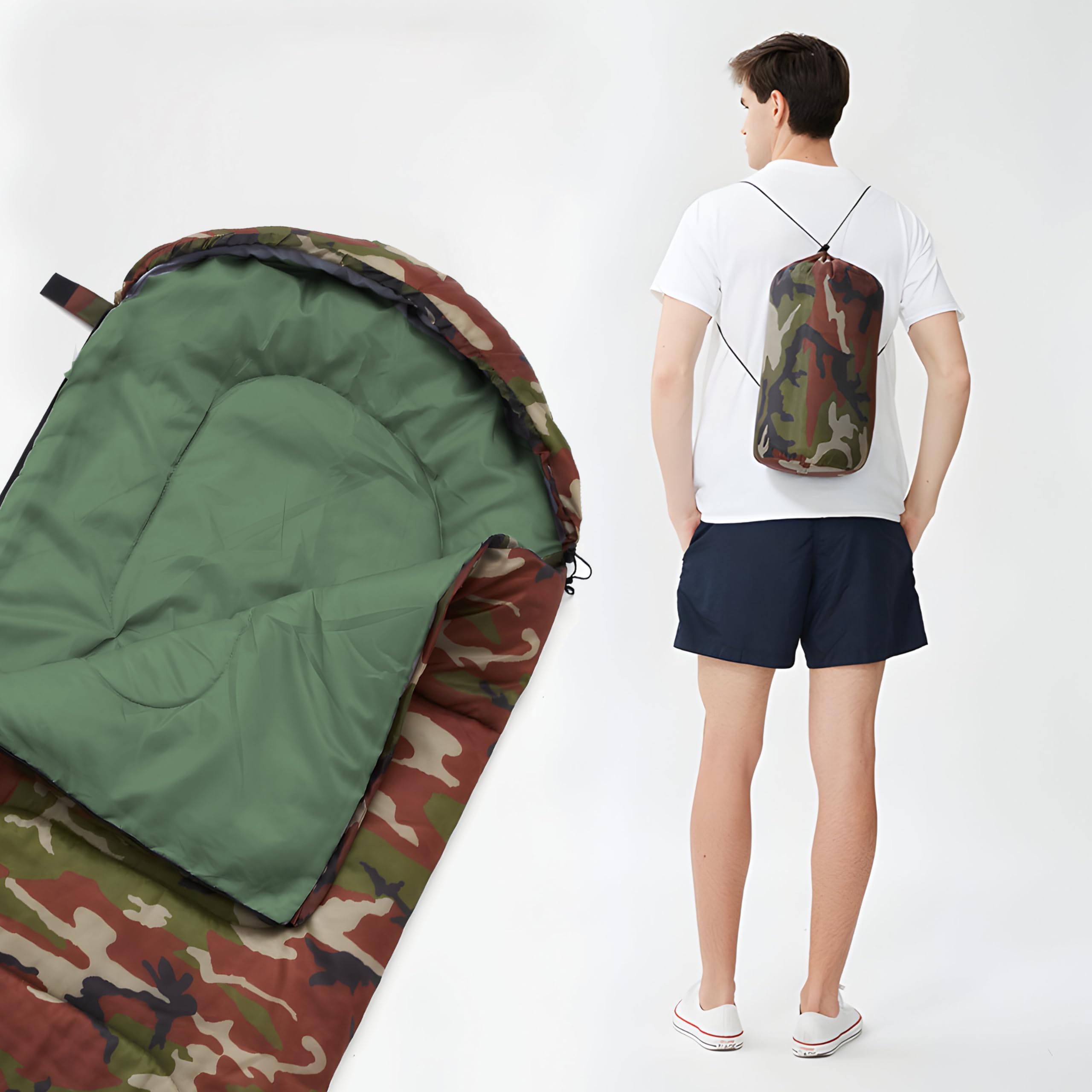 Retoo Saco de dormir para 3 – 4 estaciones, camping, para adultos y niños, saco de dormir de verano e invierno, ultraligero, saco de dormir de viaje, impermeable, 210 cm