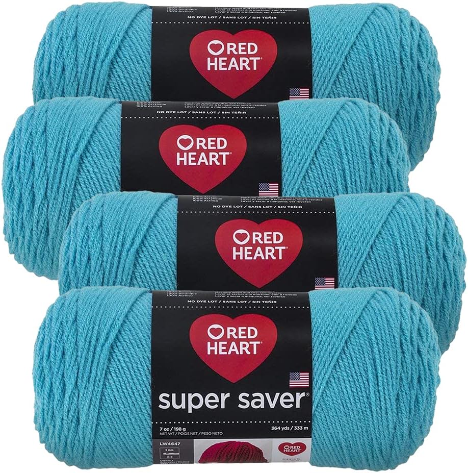 Red Heart Super Saver Yarn (4-Pack of 7oz Skeins) (Turqua)