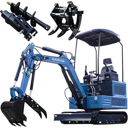 2 Ton Diesel Digger with EPA Certified KubotaEngine, Mini Excavator Pilot Control System, Digging Machine Attachments as Auger, Grapple, Stable Chassis Fit for Strength Work, US Inventory