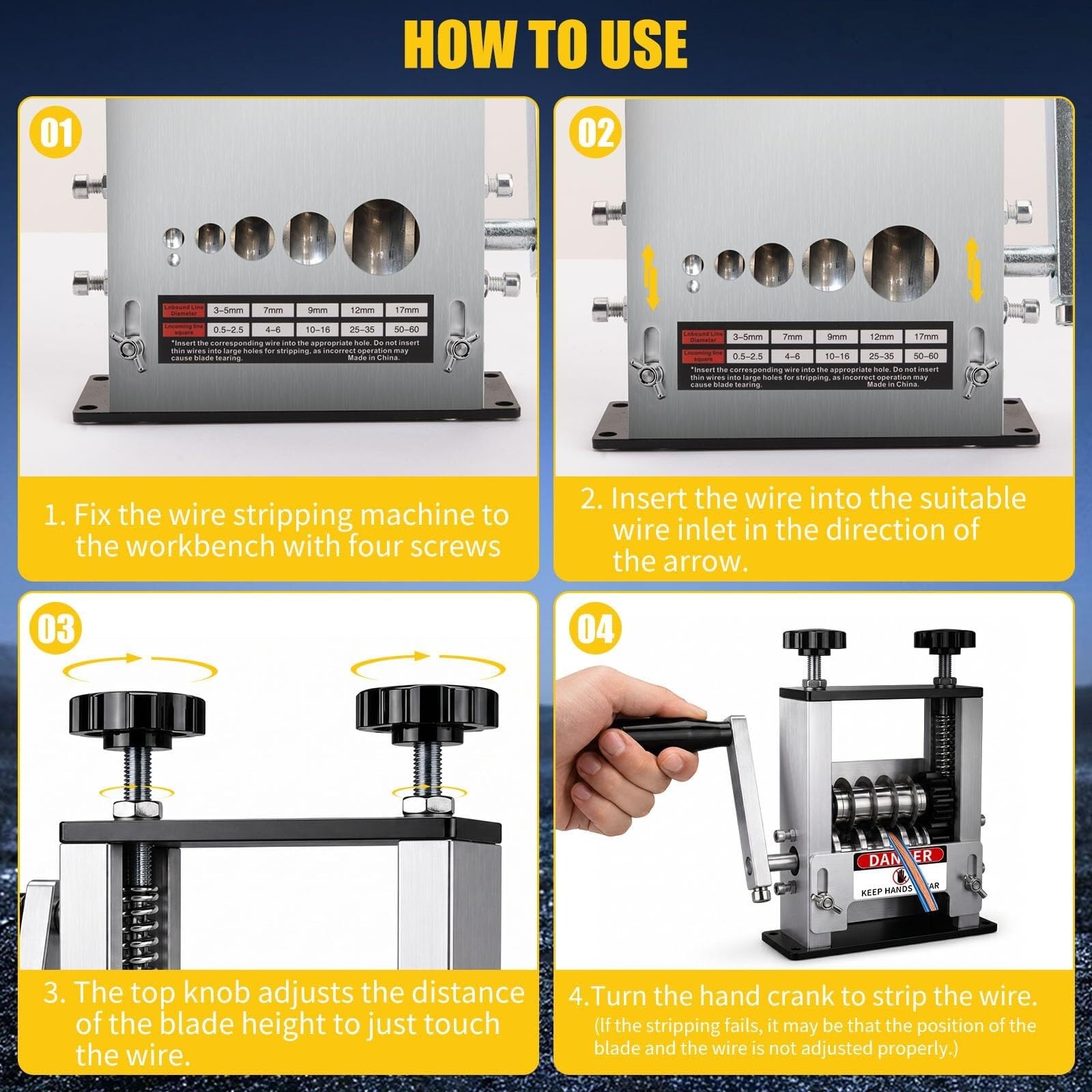 MáQuina Pelacables Manual Y Accionable Por Taladro, Con 6 Canales Y Cuchillas, Herramienta PortáTil Con Manivela Para Reciclar Cables De Cobre De Desecho De 3-17 Mm