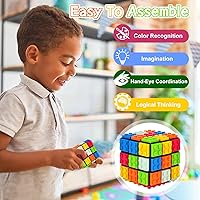 Vista 7 de Speed Cube - Cubo de ladrillo integrado de 3 x 3 x 3 pulgadas con bloques de construcción, rompecabezas de cubo mágico, juguetes creativos