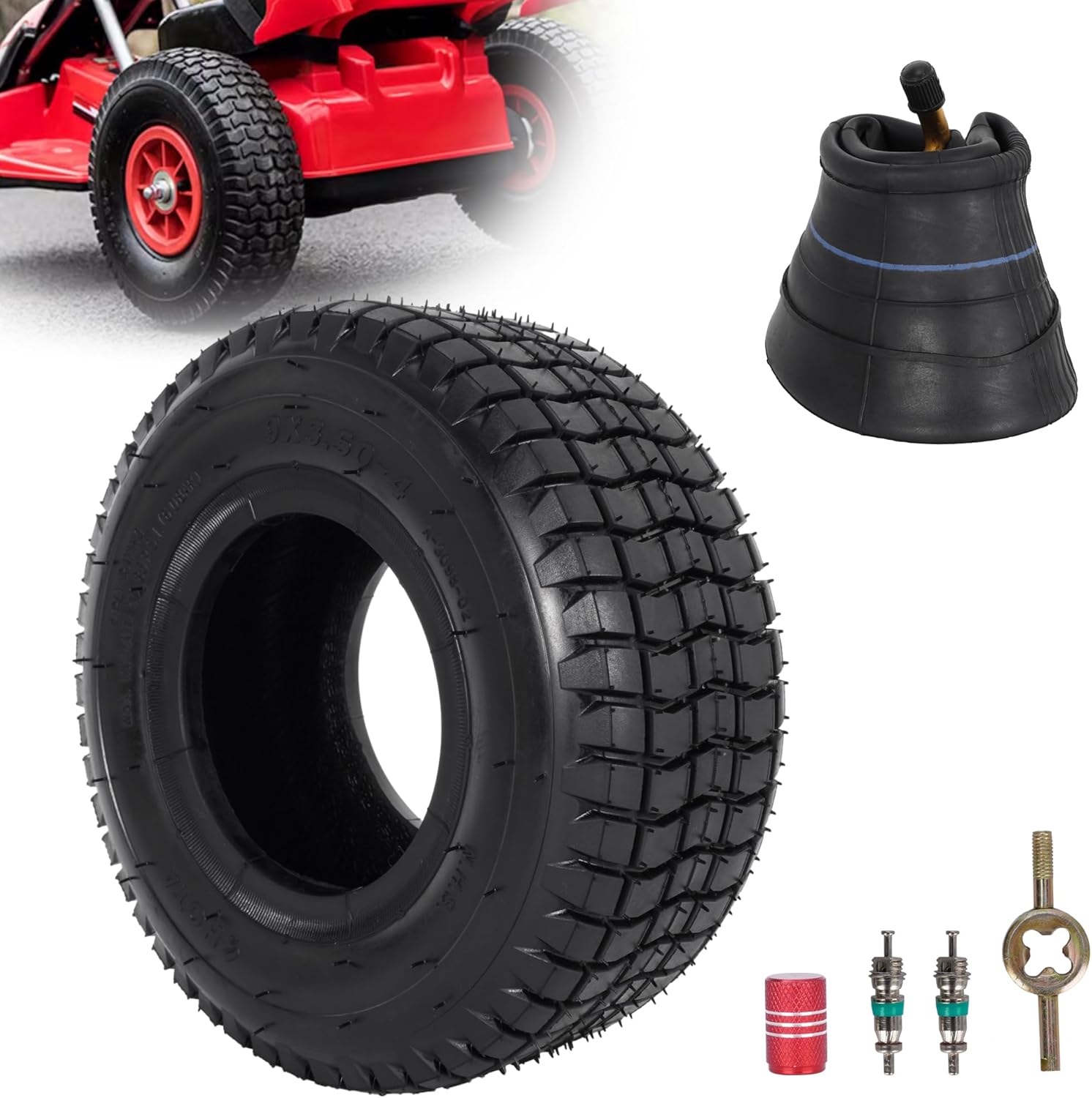 4.10 3.50 X 4 Tire Tube Deli 9x3.50-4 Inner Tube With TR87 Bent Metal Valve Stem - For Lawn Mowers, Go Karts, Small Trailers 410 350-4 Inner Tube - Foto 12