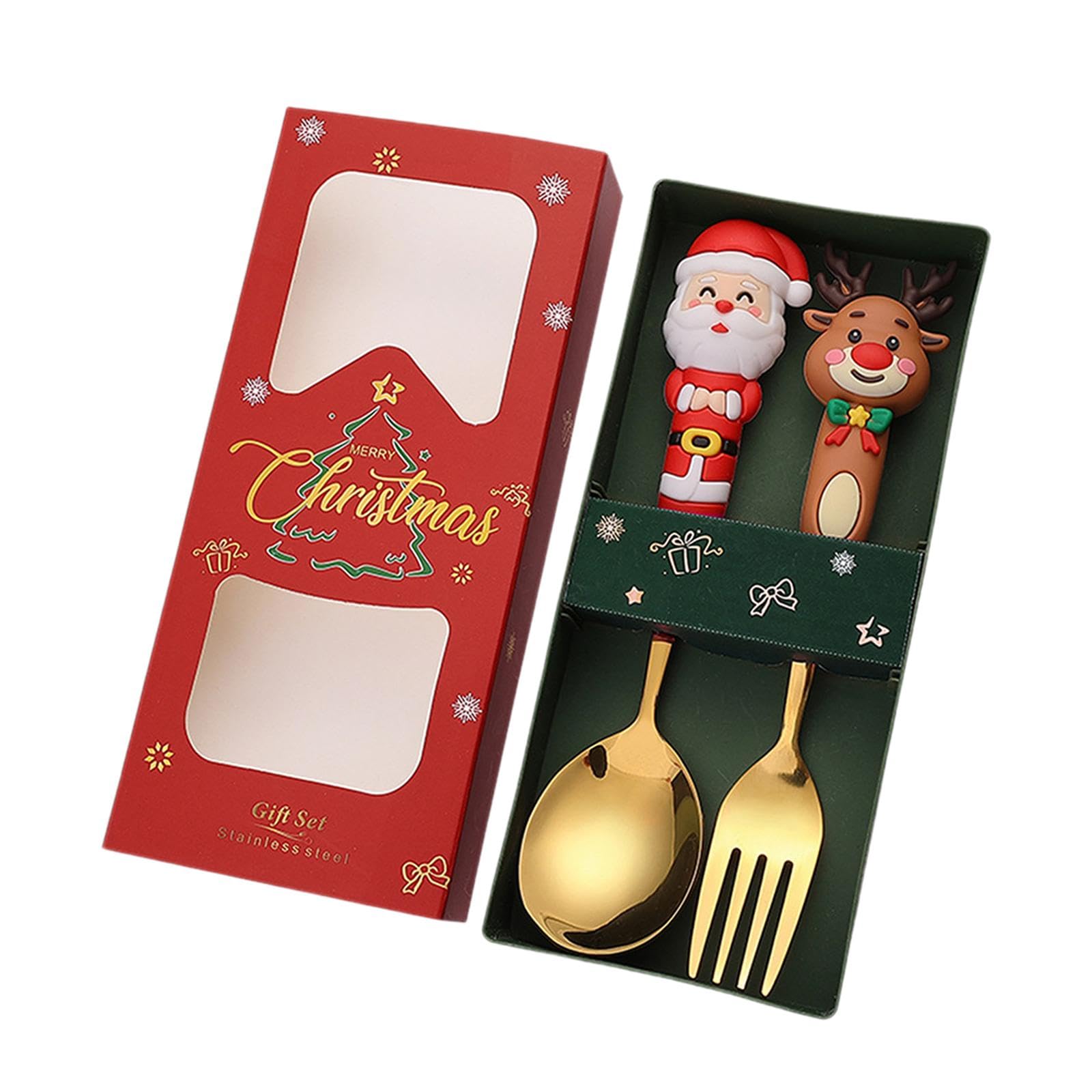 Set di 5 cucchiai di Natale forchette set di posate natalizie per uso quotidiano cucina di Natale 2C
