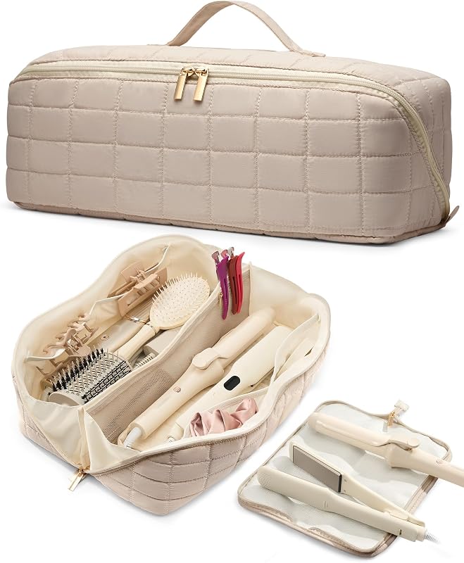 Noldena Bolsa de Viagem para Ferramentas de Cabelo com Estojo para Tapete Térmico, Taupe Beige