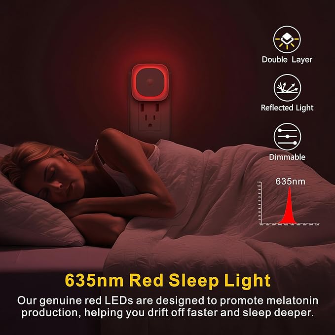 Pack 2 Lámparas de Noche LED Rojas con Sensor de Movimiento miniatura 4