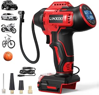 Tire Inflator Portable Air Compressor for Milwaukee 18V Battery Power, 160PSI Cordless Portable Electric Air Pump with Digital Pressure Gauge for Car Motorcycles Bike Sport Ball Auto (no Battery)