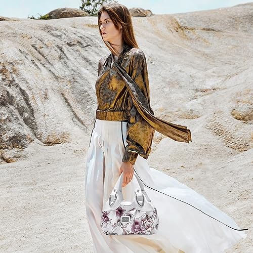 Miniatura 2 de NICOLE & DORIS Bolsos de moda para mujer, bolsos elegantes con asa superior para mujer, bolsos de hombro florales de cuero PU