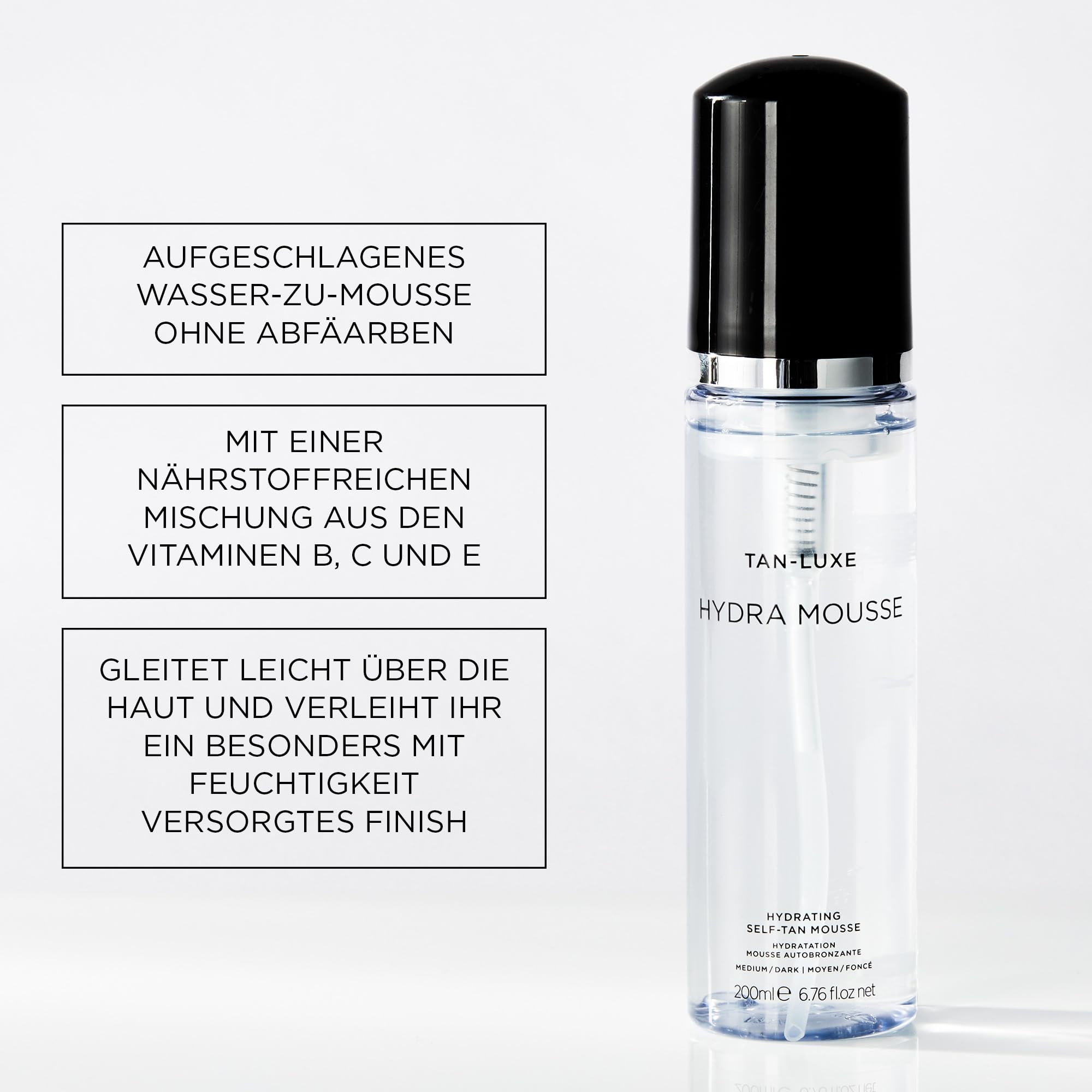 TAN-LUXE HYDRA-MOUSSE Selbstbräunungsmousse, dunkel (200 ml) selbstbräunende Hautpflege, tierversuchsfrei und vegan