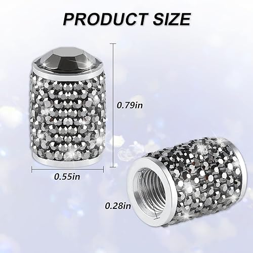 Miniatura 2 de Alpmosn Tapones de válvula de neumático de automóvil, 4 tapas de válvula de neumático brillantes, tapones de cristal brillantes para mujeres,