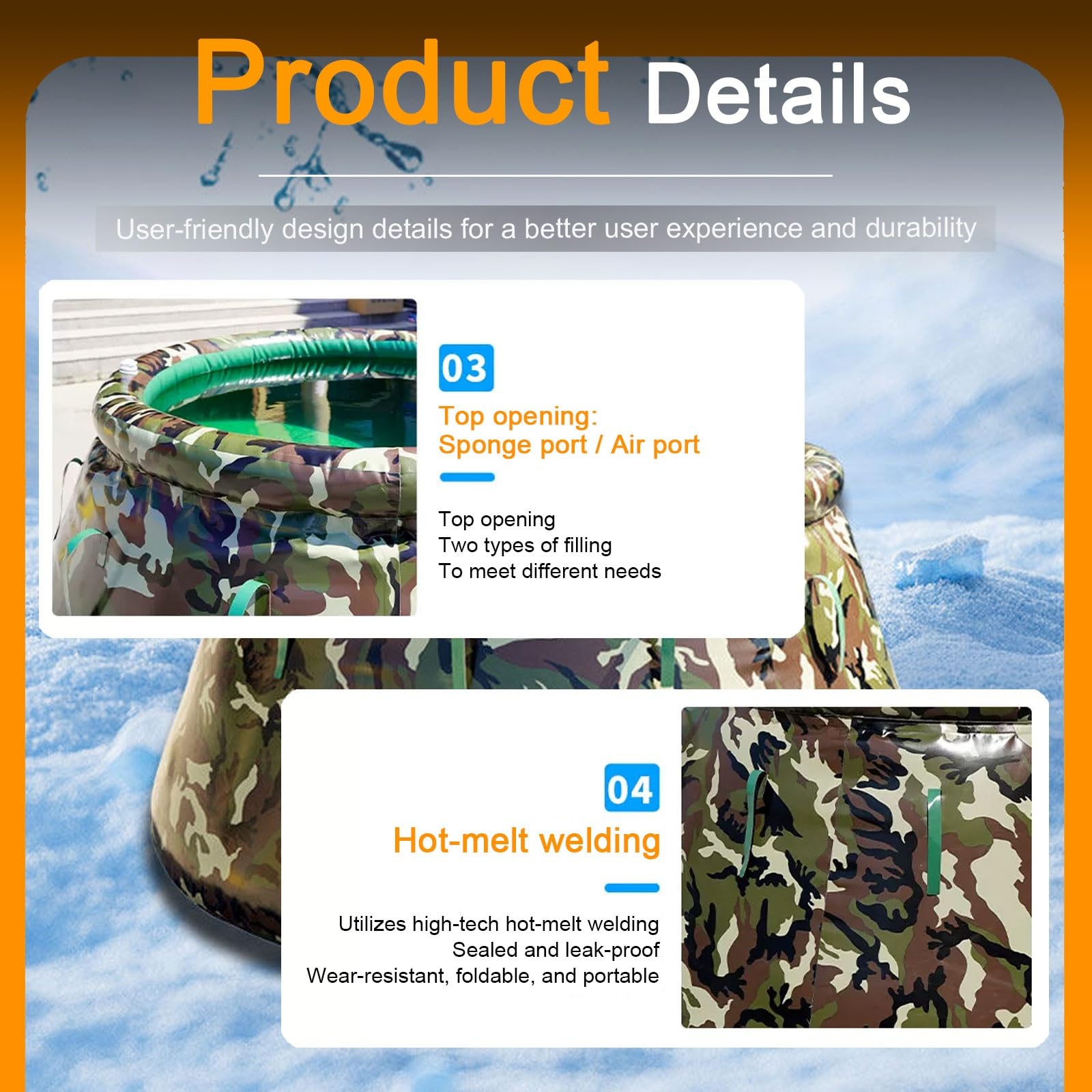 Faltbarer Wasserkanister Mit Hahn Material PVC/TPU Geeignet für Den Transport, Die Lagerung und Das Sammeln Von Wasser Camouflage-Farbe