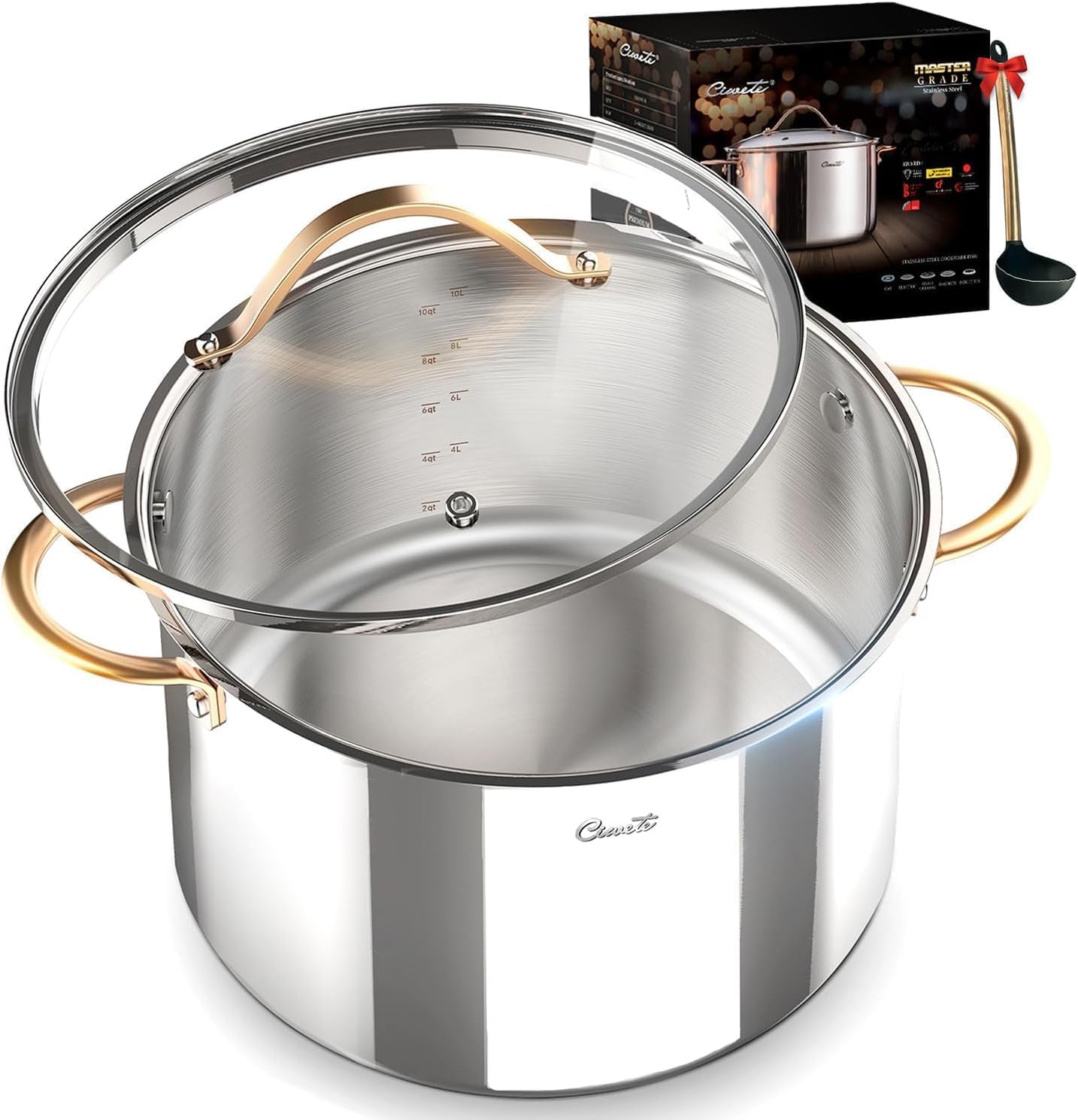 Ciwete 12 Quart Tri-Ply Stock Pot