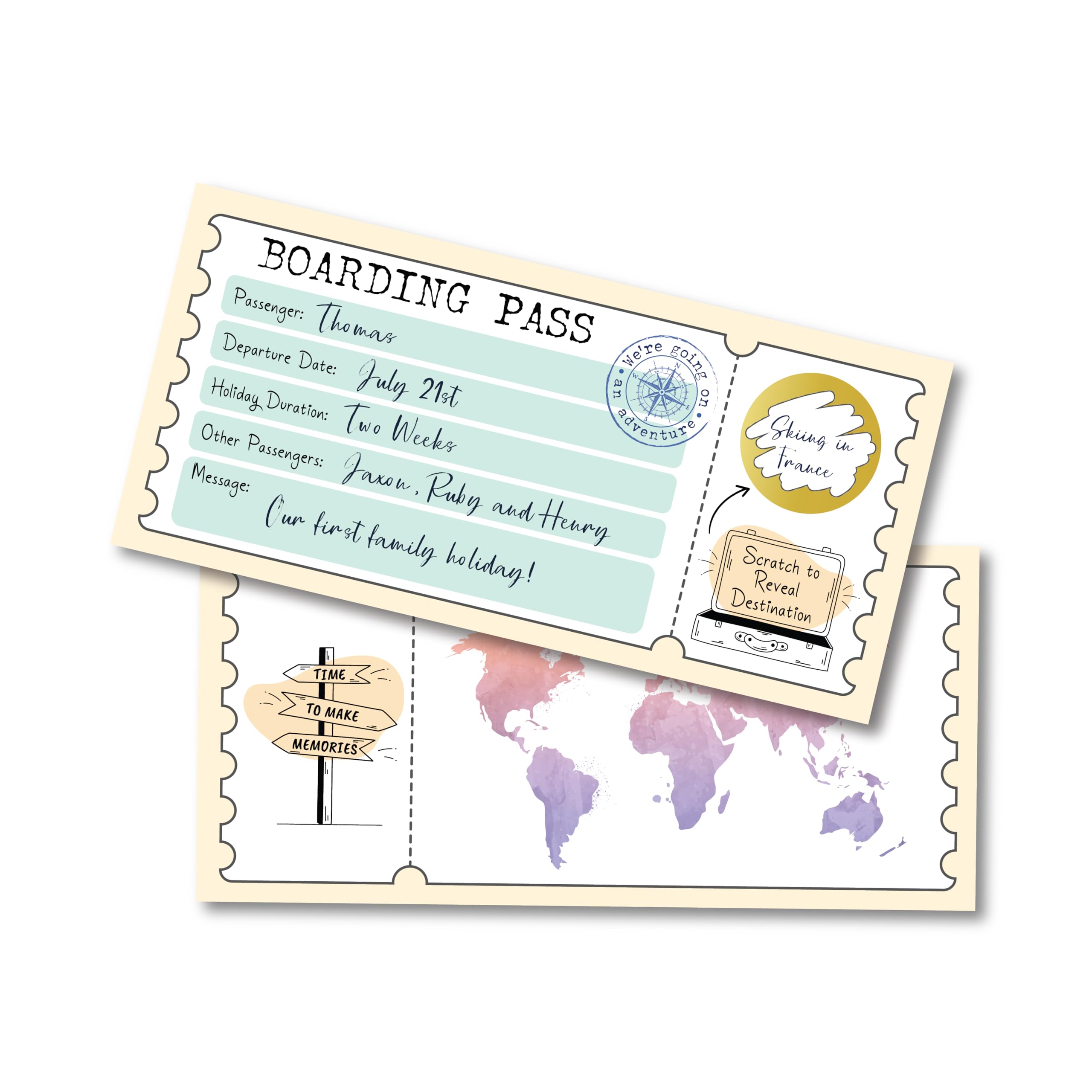 DL Travel Ticket - Scratch Off Boarding Pass - Scratch and Reveal Holiday Treat - Made in the UK (1 x Travel Ticket)