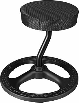 Fitness Seat, ADHD Chair Stool, Stability, Balance, Yoga, Ergonomic Health Stool with Non-Slip Base and Washable Seat Cover - Black Black, 19
