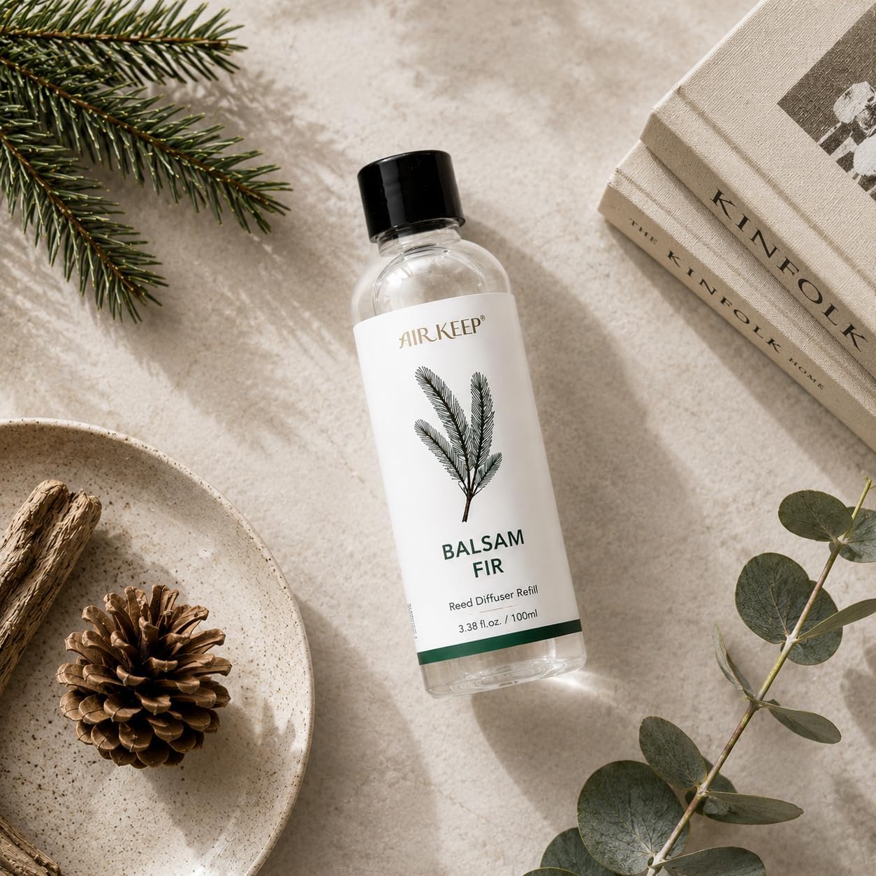 Airkeep Reed Diffuser Oil Refill/Balsam Fir/3.38oz（100ml/1 Pack/Scented Oil Refill for Reed Diffuser Home Fragrance for Bedroom, Bathroom Office Home Décor