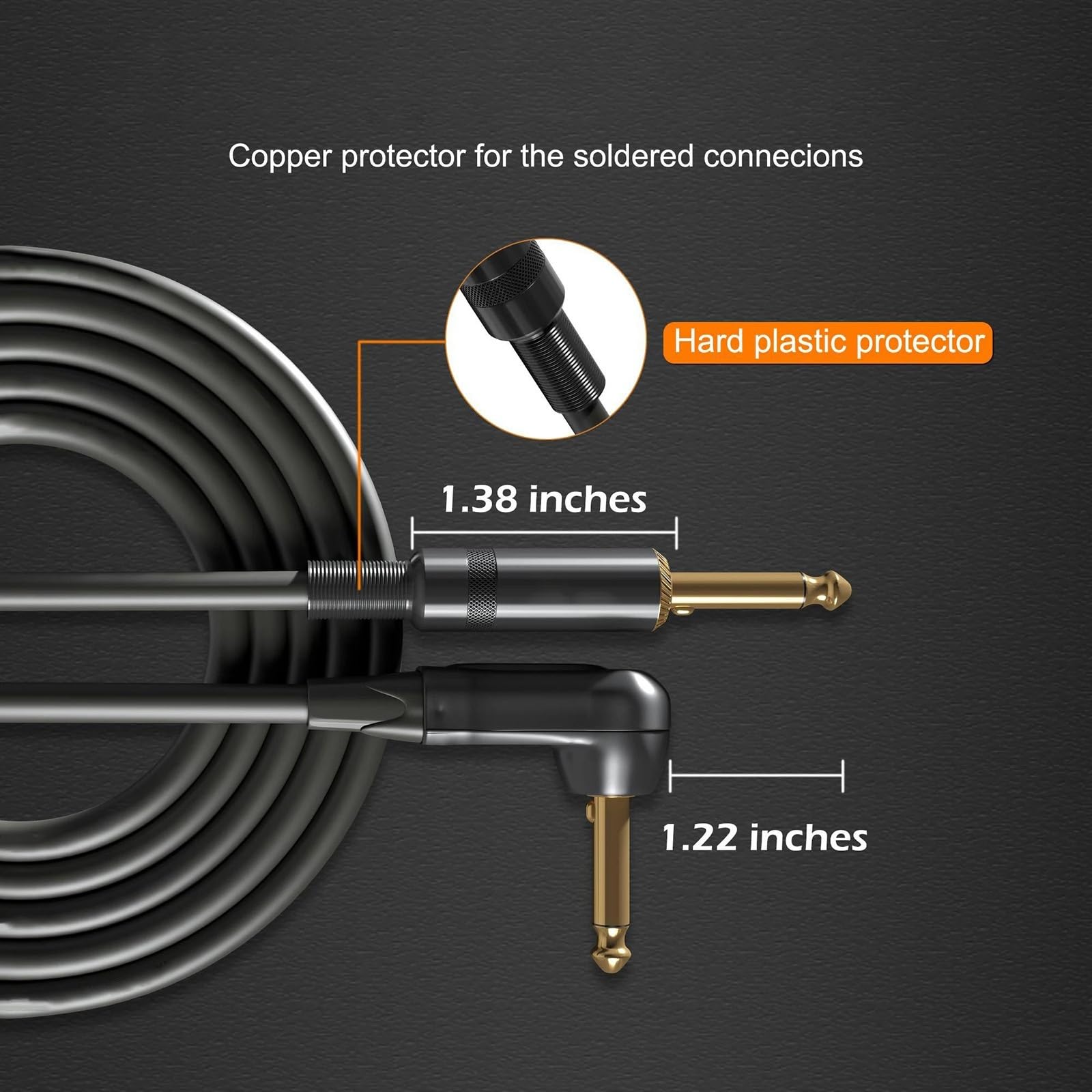 Professionelles Gitarren-Audiokabel 6 M Geräuscharmes High-Fidelity-Gitarrenkabel Mit Dual-Stummschaltung, Metallgehäuse, Breite Kompatibilität, 6,35-mm-Audiokabel