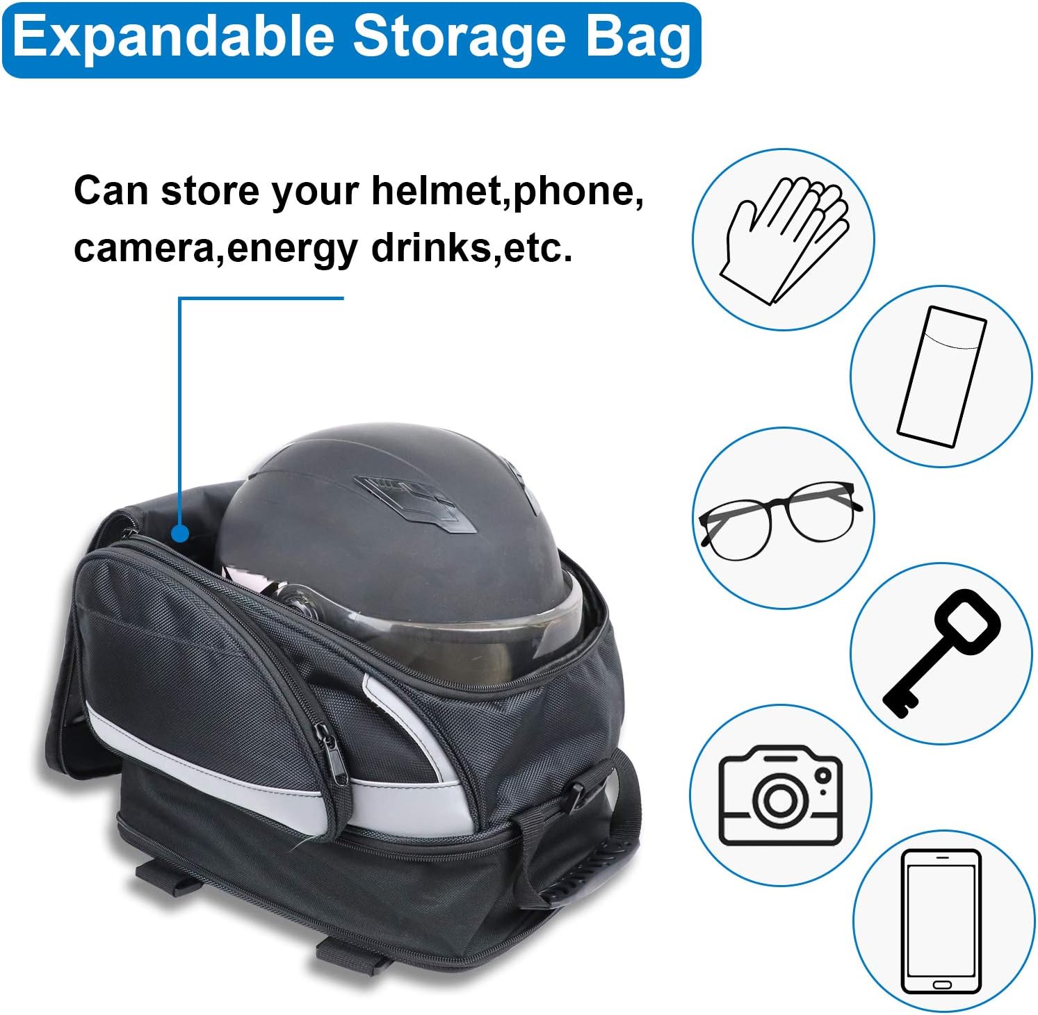 AUFER Multifunction Motorcycle Tail Bag Rear Seat Bag Luggage Bag Sport Backpack Helmet Bag with Reflective Strip Fit for Touring Dyna Softail Sportster Kawasaki Suzuki Yamaha Indian sport bike : Automotive