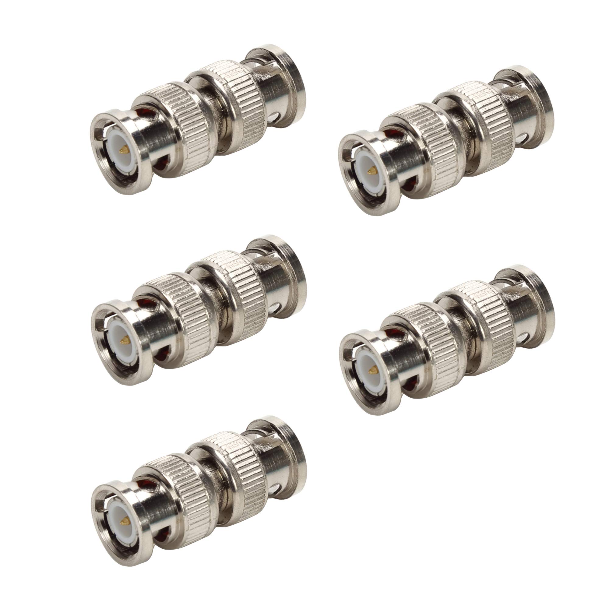 BNC Plug Male to Male Coaxial Coupler Straight Adapter Connector for RG59 Cable Pack of 5