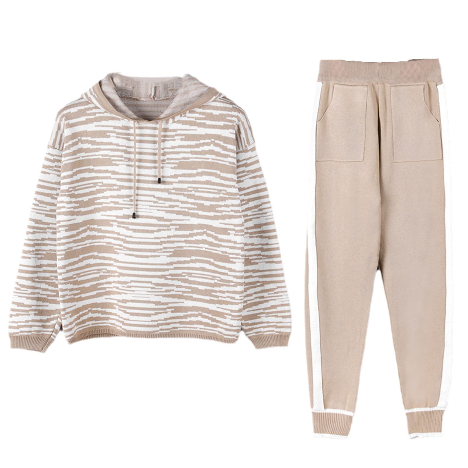 Due Pezzi Donne Maglione Set Abbigliamento Sportivo Abiti A Maglia Abiti Donna Harem Pantaloni Tute Caldo Con Cappuccio