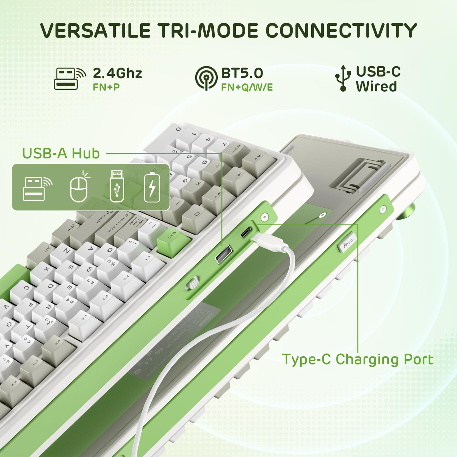 RK ROYAL KLUDGE L98 Wireless Mechanical Keyboard mit Linkshänder-Southpaw Design Numpad & Hot Swappable Knob, Tri-Mode 95% Tastatur BT/2.4G/USB-C, Pro Software, Gasket Mount, Massive 8000mAh Batterie