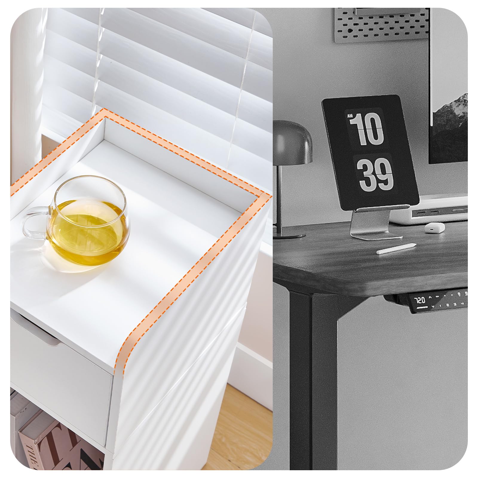 HOOBRO Tables de Chevet Étroites, Lot de 2, Petites Tables Basses avec Tiroir pour Chambre, Bouts de Canapé Ultra-Fins pour Salon, Tables d'Appoint Moderne en Bois, Petits Espaces, Blanc EWT325BZP201