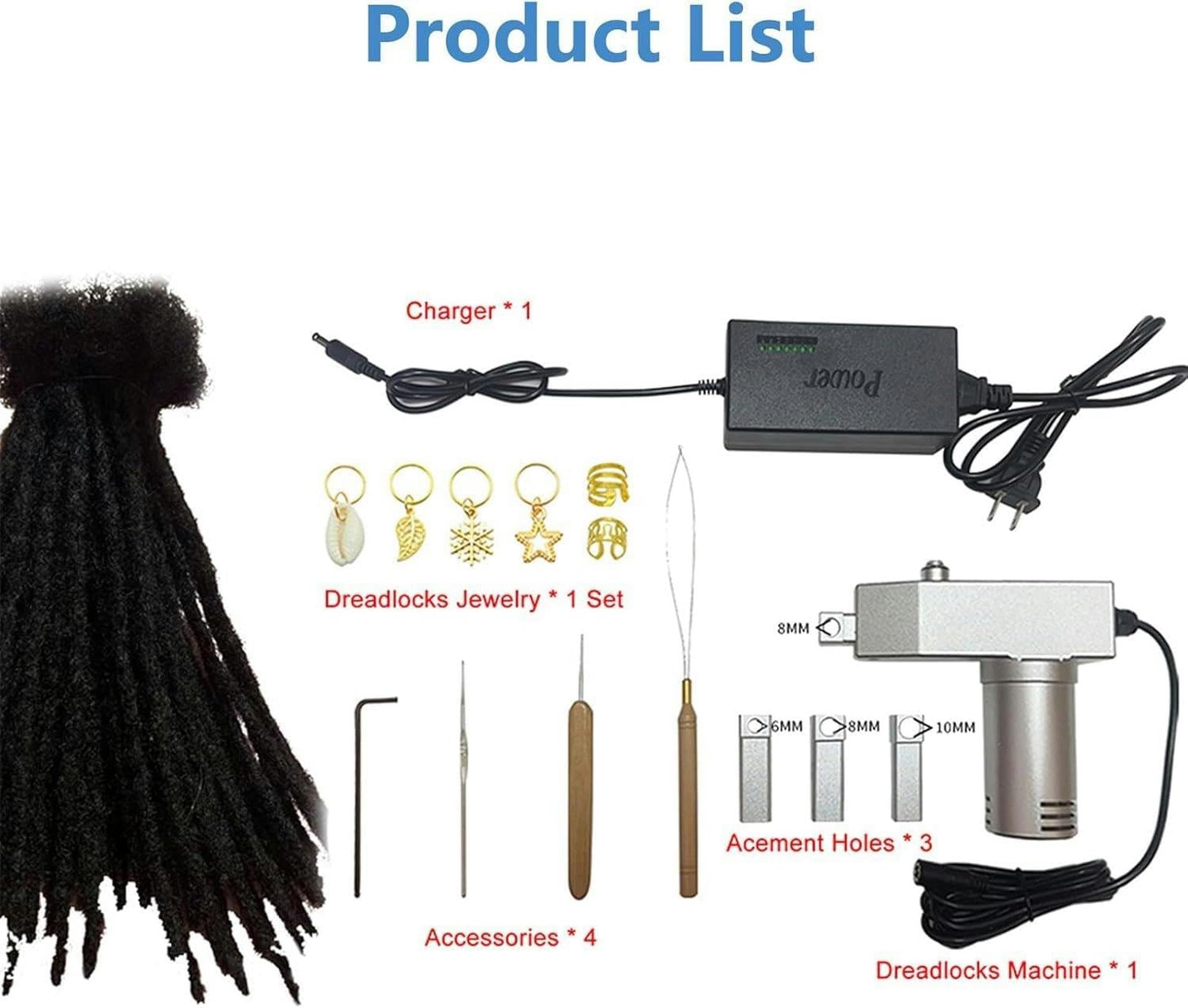 Automatyczna Maszyna Do Dredy Z Otworami W Plecionce 6/8/10 Mm, Nie Trzeba Zmieniać Igieł, Instant Dreadlocks Maker Dla Łatwych Dreadlokadów DIY