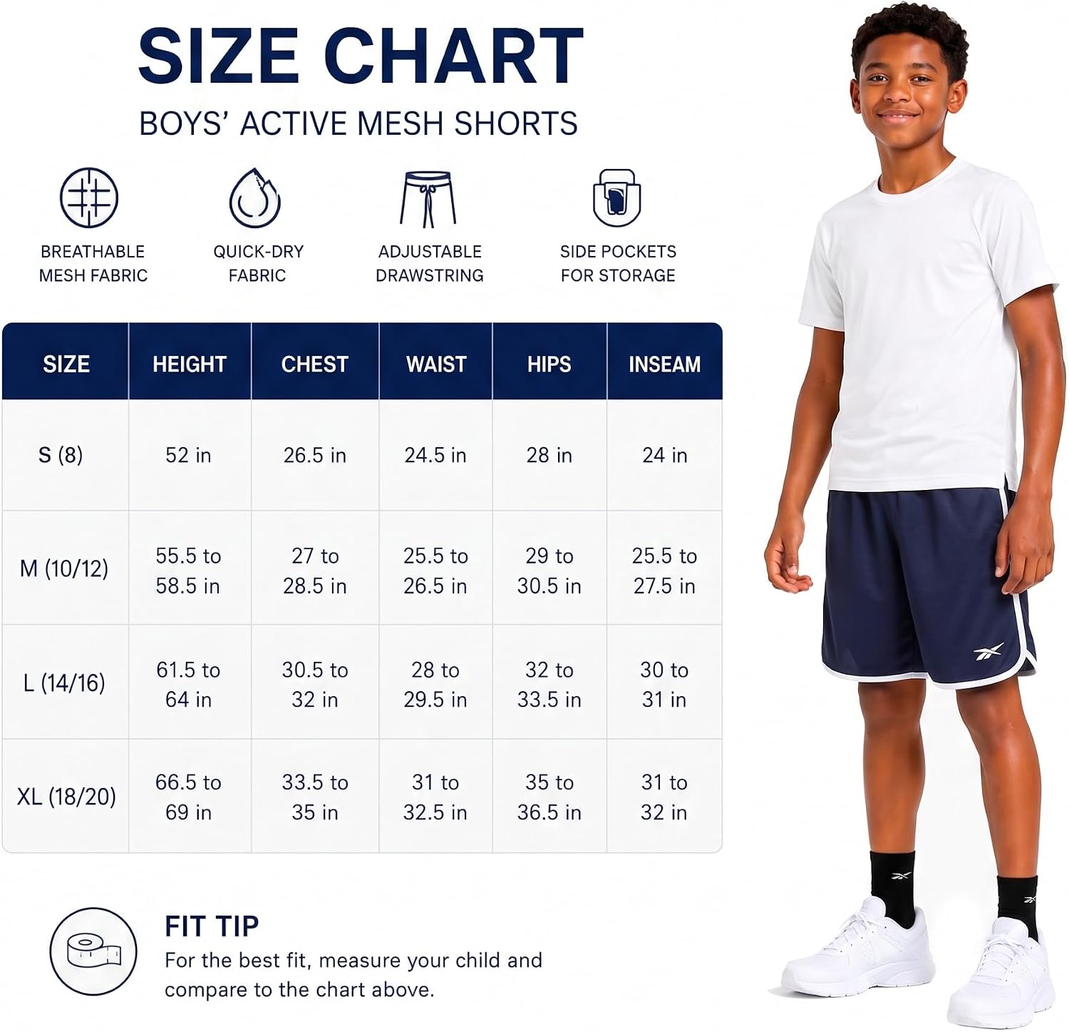 Reebok Boys Athletic Shorts - 1 Pack or 2 Pack Breathable Mesh Athletic Shorts for Boys for Basketball Running and Play