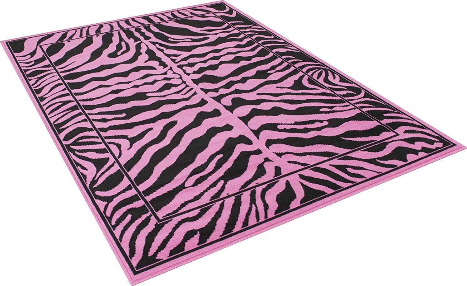 Soft Zebra Print Rug Animal Printed Pink Carpet (2’ X 3’)