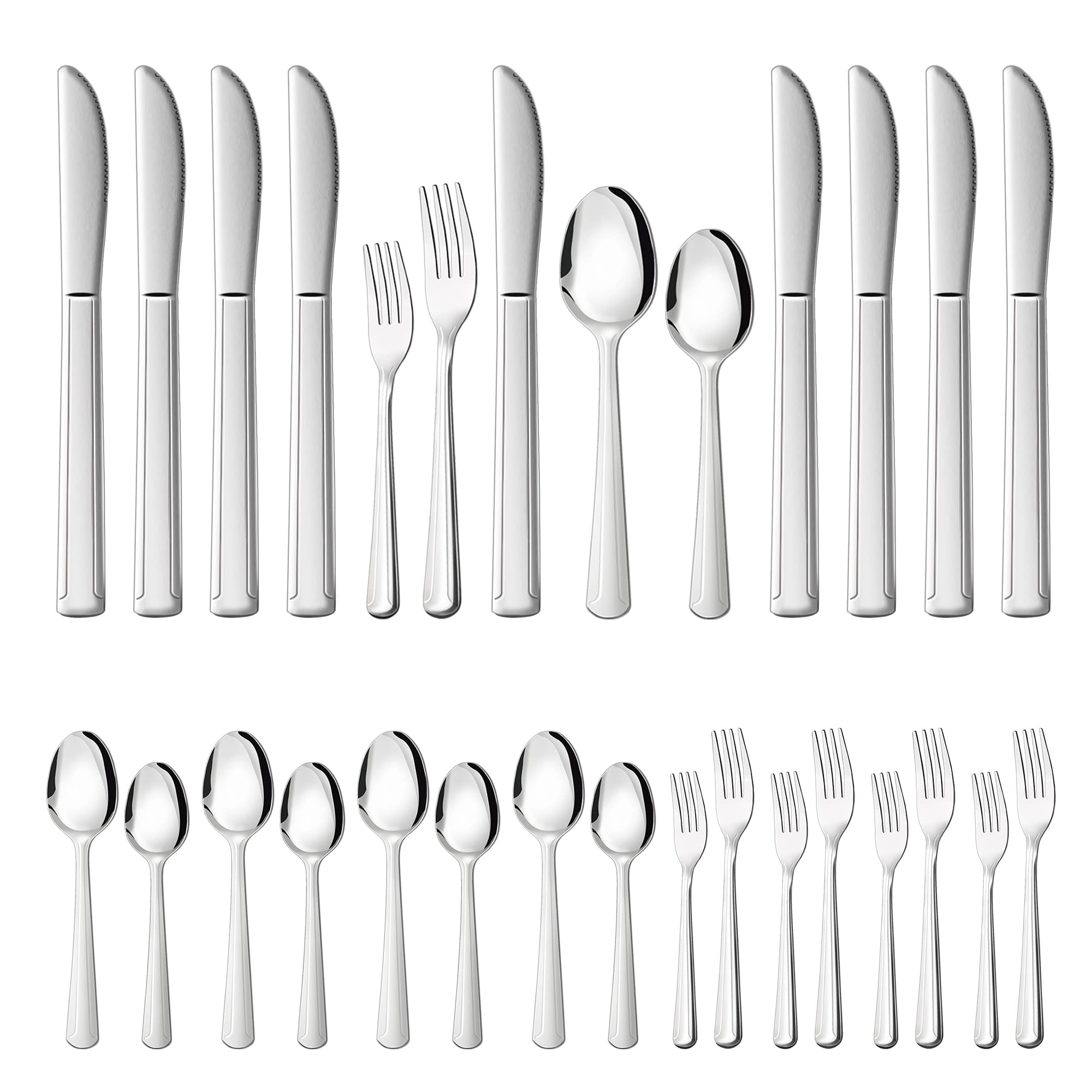 ENLOY Silverware Set, 20 Piece Stainless Steel Flatware Set, Mirror Polished Cutlery Utensil Set, Include Knife Fork Spoon Service for 4, Dishwasher Safe