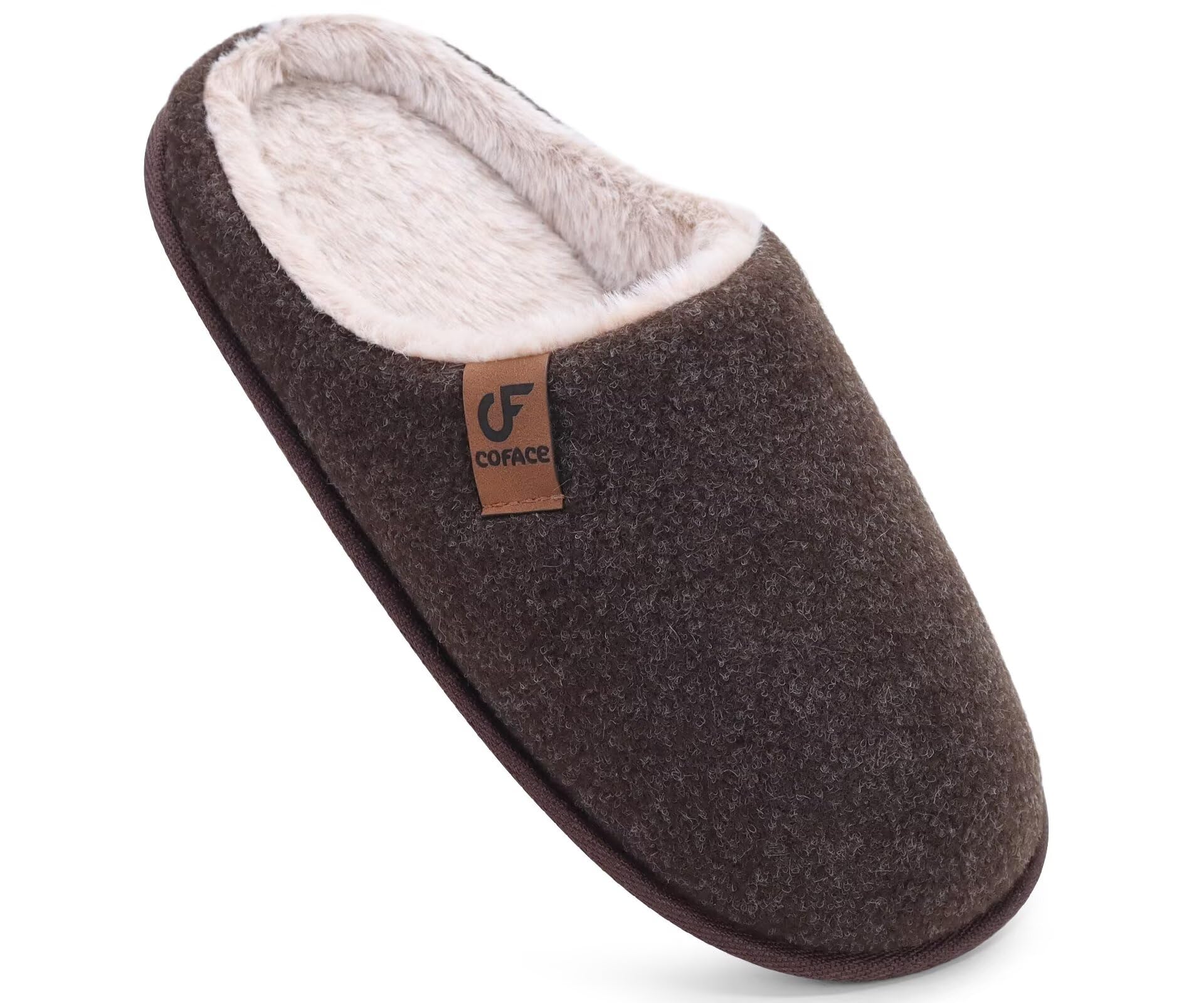 COFACE Womens Cozy Memory Foam Scuff Slippers Ladies Fuzzy Warm Slip On House Shoes With Arch Support, Indoor Outdoor Rubber Sole