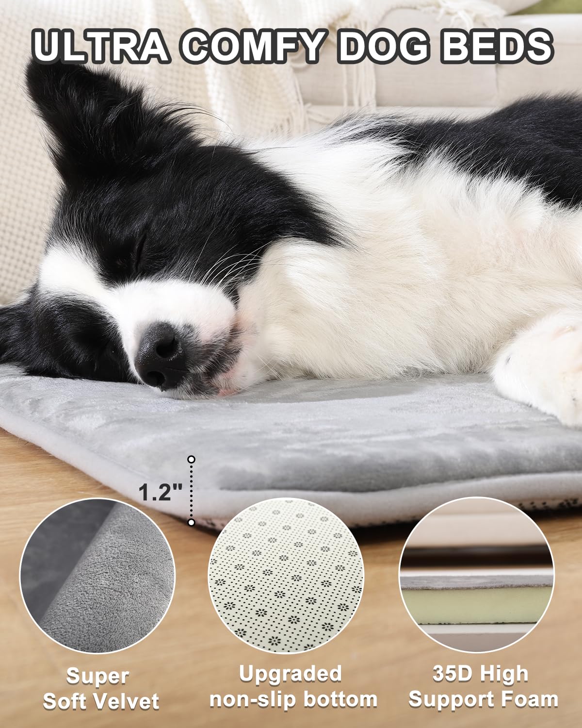 Memory Foam Dog Mat Crate Mat Kennel Pad For Dog Cages Sleeping