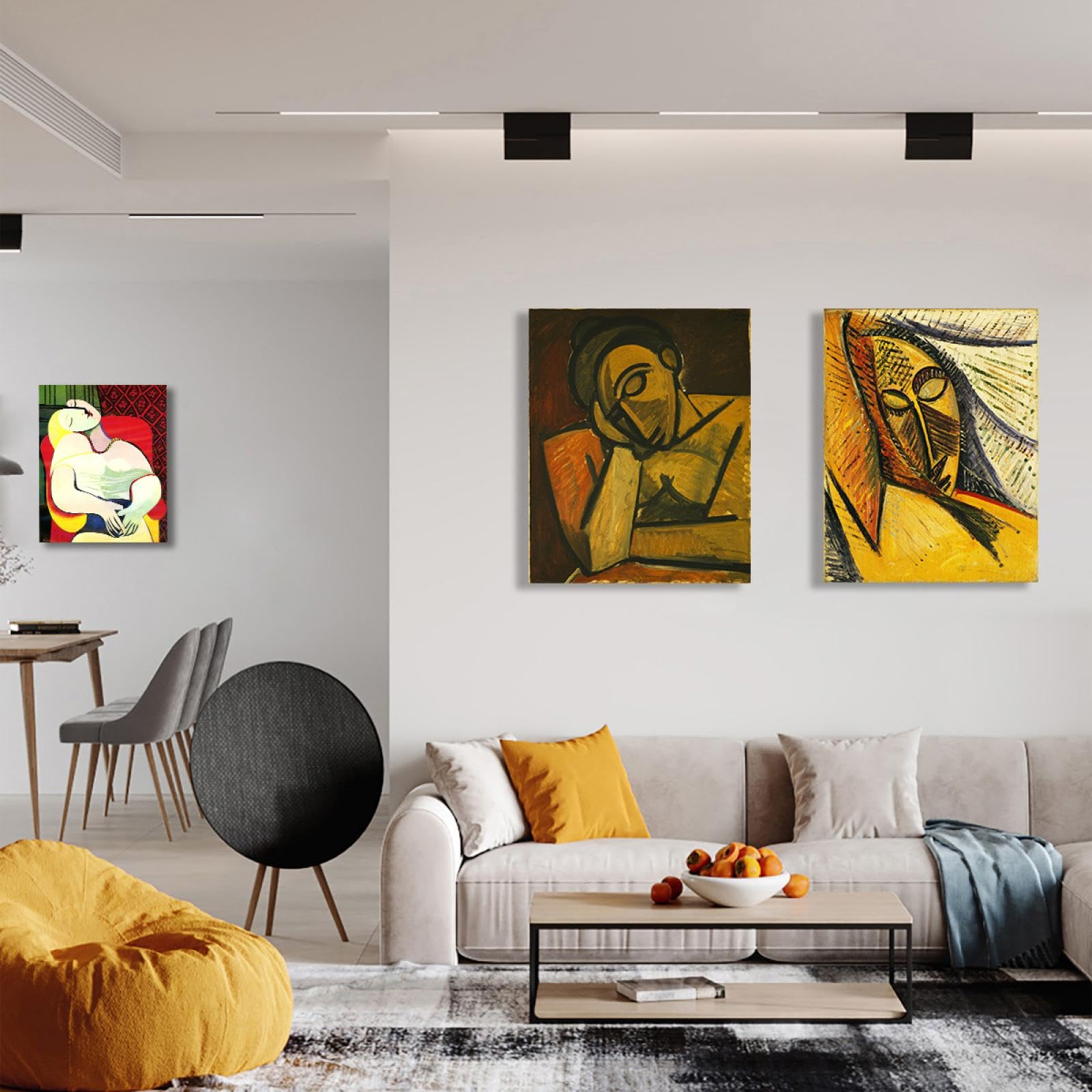 3 piezas de galería de arte de pared picasso conjunto impresiones en lienzo retrato abstracto de mujeres carteles cuadros para la Decor del hogar de la sala de estar 65x85cmx3pcs marco interior