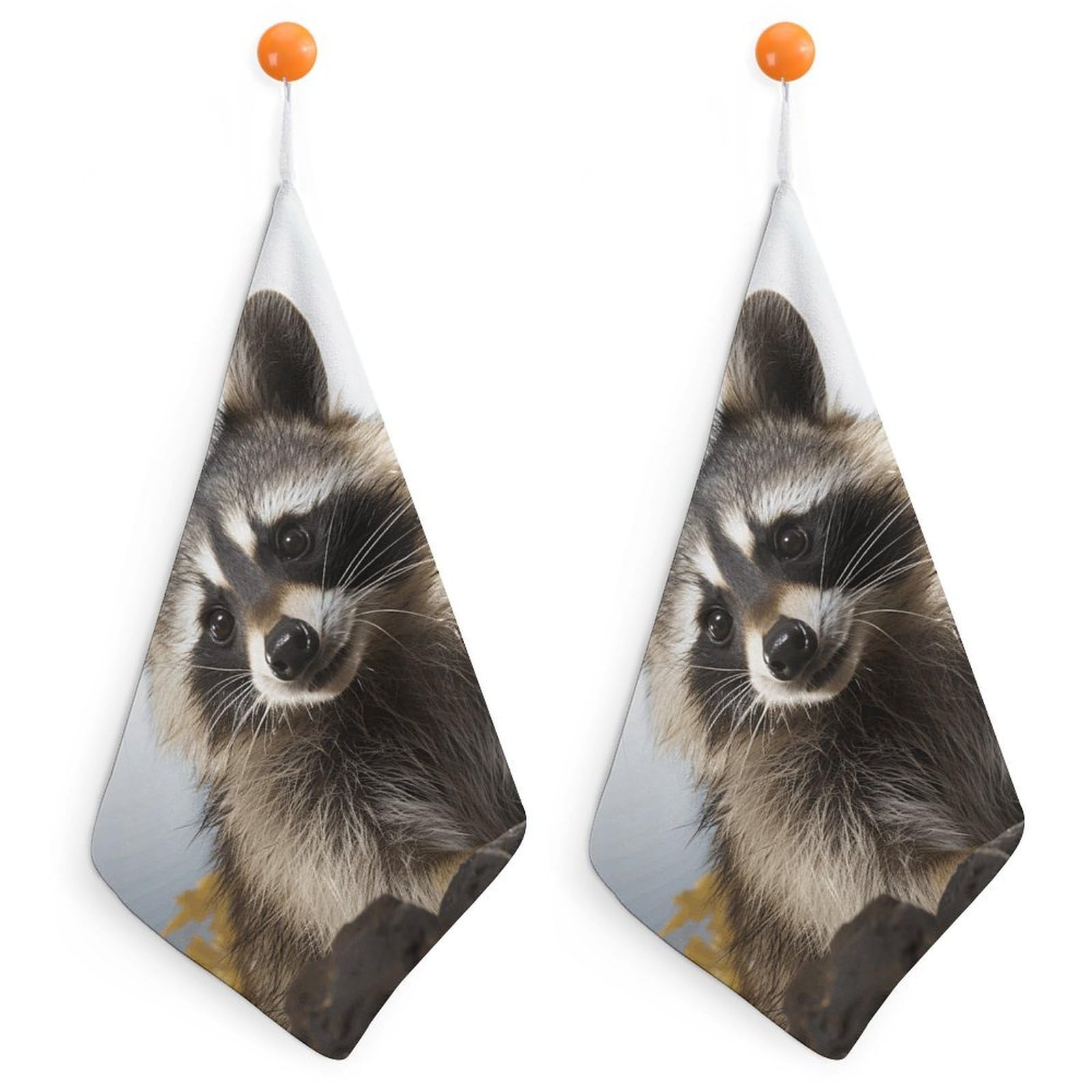 VstaDank Hairy Raccoon Hand Towel Skin Friendly Face Towel Machine Washable Washcloth Reusable Makeup Remover Cloth Soft Feel Fingertip Towels Multi-Purpose Wash Cloth for Bathroom