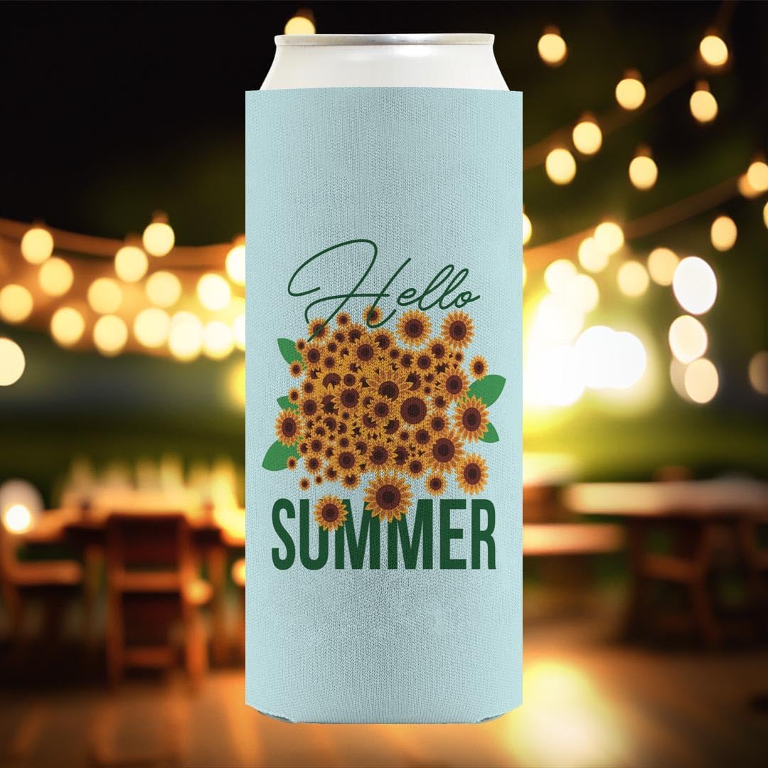 Summer Decorations For Office Hello Summer Sunflowers 24-Pack Ultra Slim Can Drink Thermocoolers Party Pack