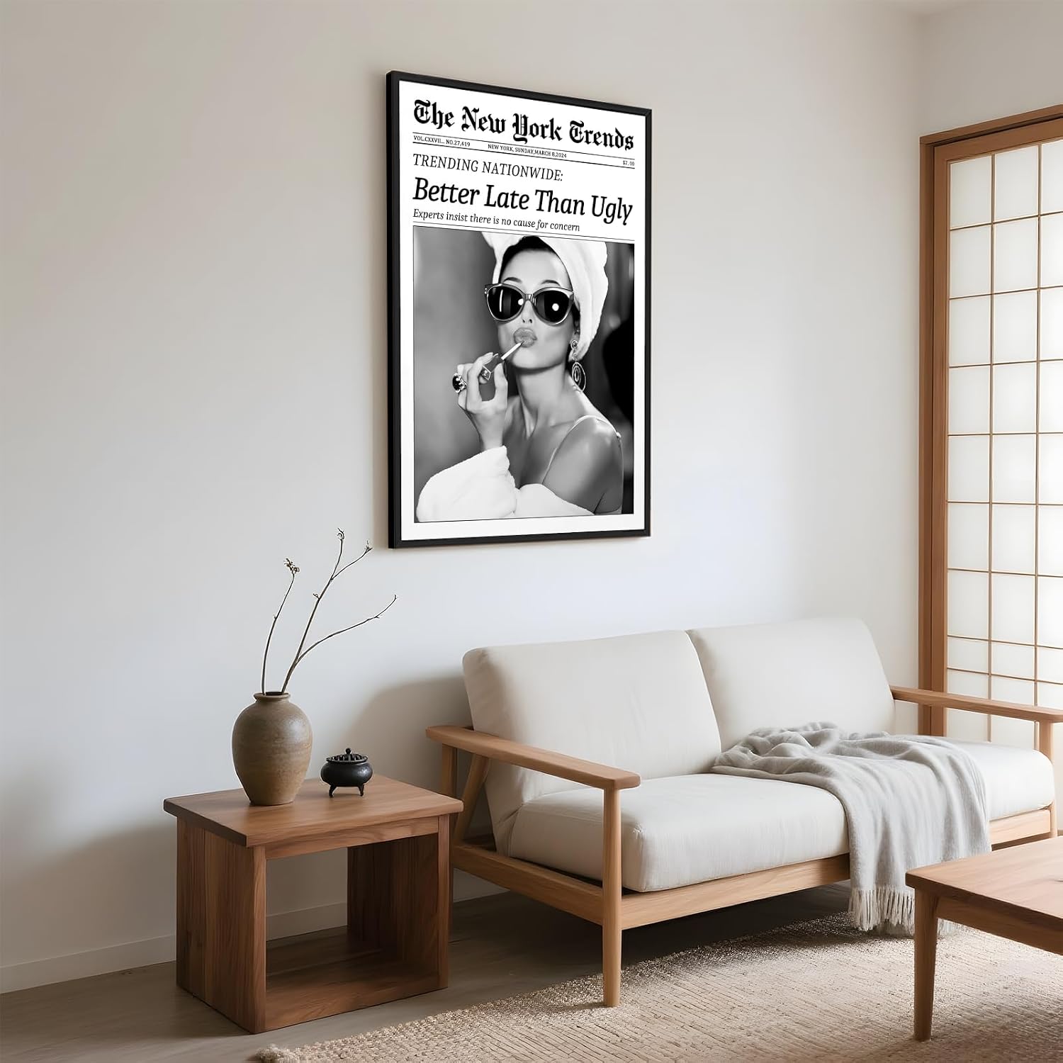 Framed Better Late Than Ugly Wall Decor Newspaper Audrey Hepburn Wall Art image 3