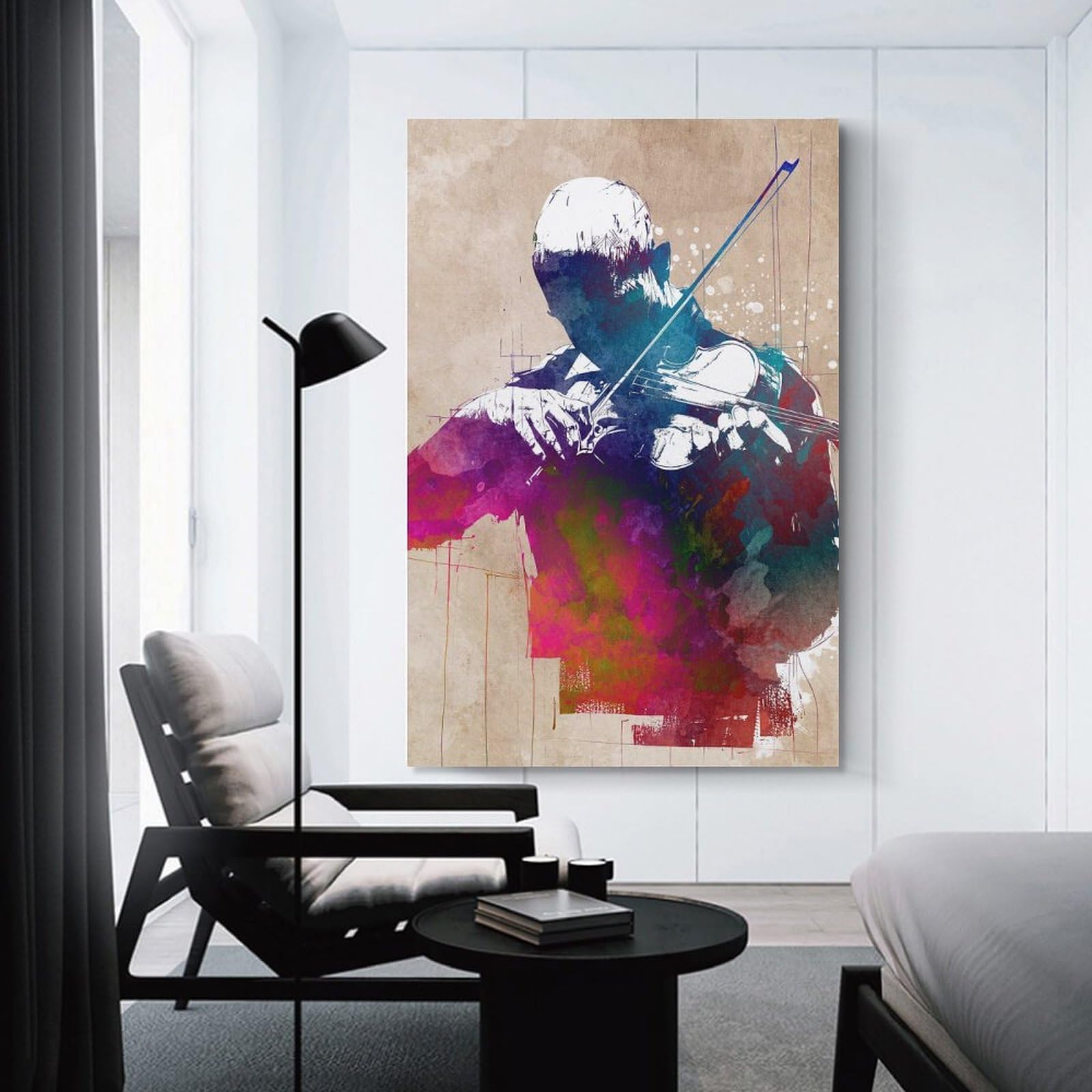 Junmoney Room Decor Wall Art Violinist Watercolor Art, 20x30inch(50x75cm), for Feature Walls in Flats Or Modern Rooms, An Easy Match for Collected Prints