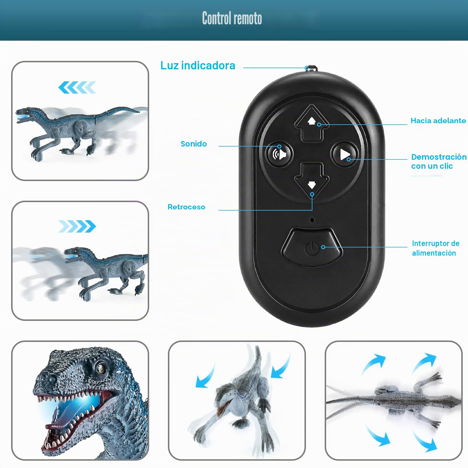 Dinosaurio Teledirigido, Dinosaurio Juguete para Niños, Dino Robots a Control Remoto con Luces LED y Sonidos, Juguete Teledirigido para Niños de 3 4 5 6 7 8 Años, Navidad